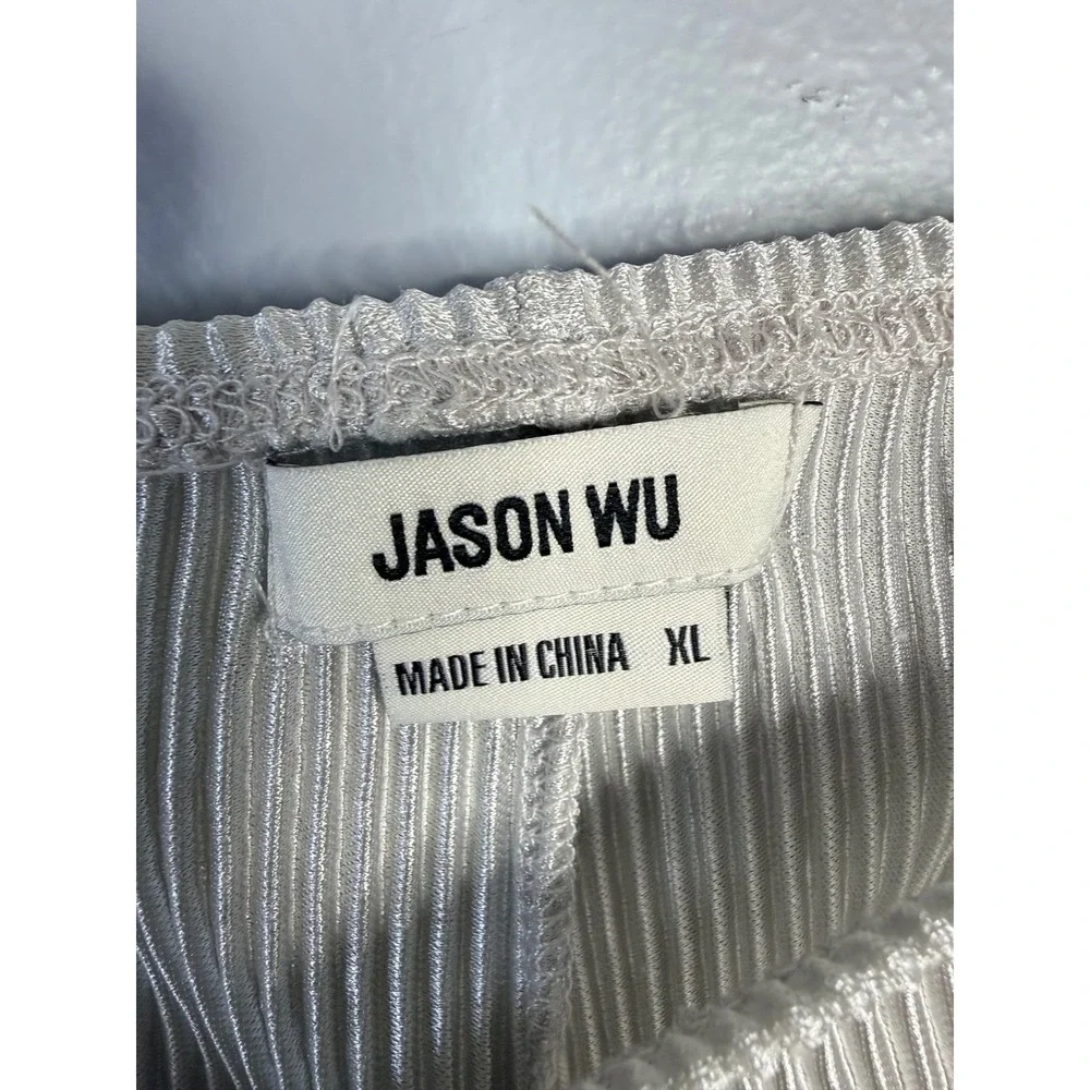Jason Wu Womens XL Silver Pleated Pajama‎ Set Camisole and Shorts Loungewear